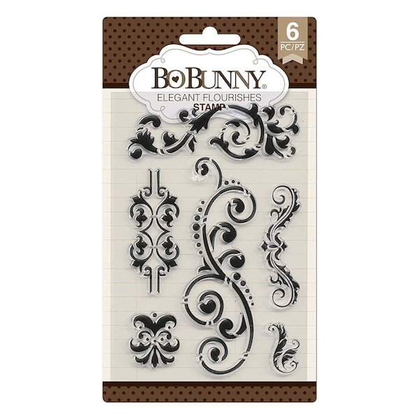 Bo Bunny Butterfly Kisses Elegant Flourishes Clear Stamps 4"X6"
