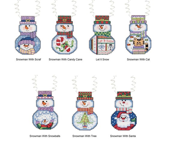 wizzers snowman with scarf plastic canvas counted cross stich kit uk seller