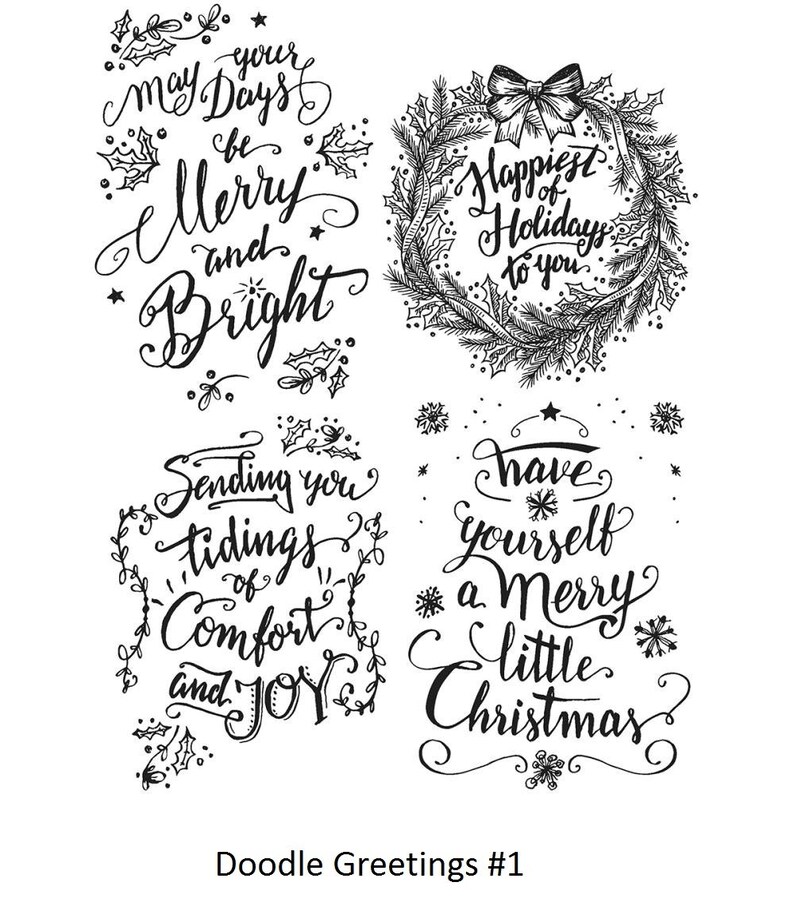 Stampers Anonymous Tim Holtz Cling Stamps Doodle Greetings #2 Doodle Greetings #1 Festive Sketch Scribble Woodland