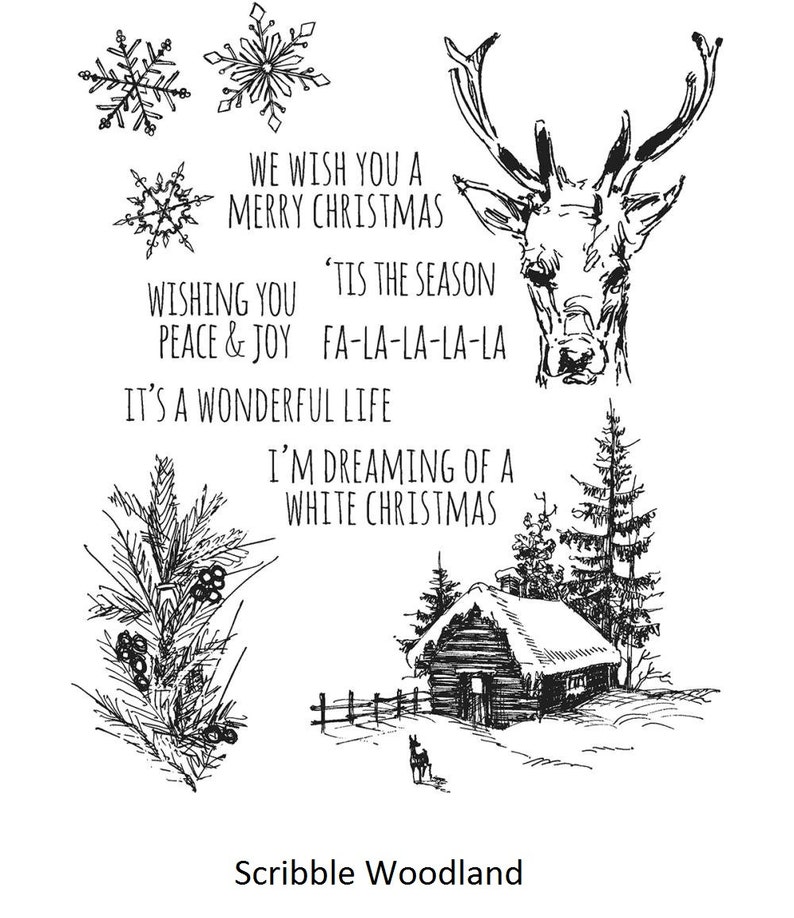 Stampers Anonymous Tim Holtz Cling Stamps Doodle Greetings #2 Doodle Greetings #1 Festive Sketch Scribble Woodland