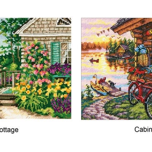 Dimensions Gold Counted Cross Stitch Kit - Bayside Cottage (70-65145), Cabin View (70-65161)