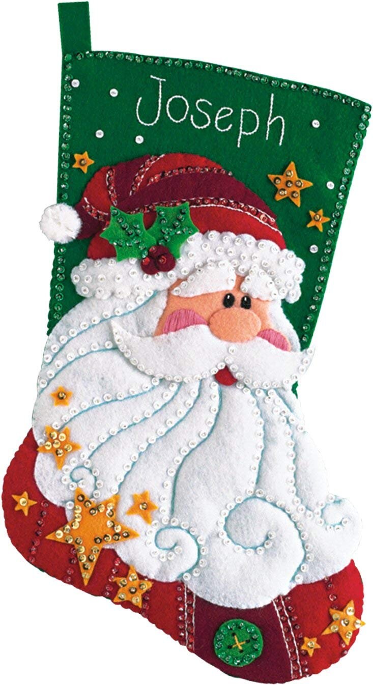 Dimensions Felt Applique Kit Sequined Santa Stocking Etsy
