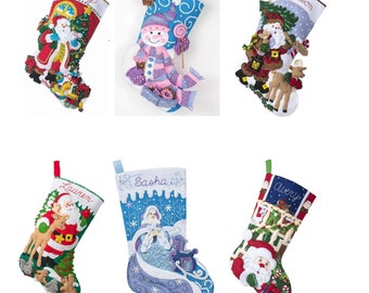 Bucilla Felt Stocking Applique Kit 18"- St. Nick's, Treats, Lumberjack, Forest, Magic, Watching