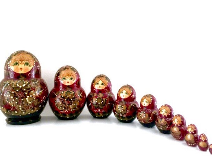 Large Set 10 Christmas Nesting Dolls Hanukkah Gift Idea Etsy