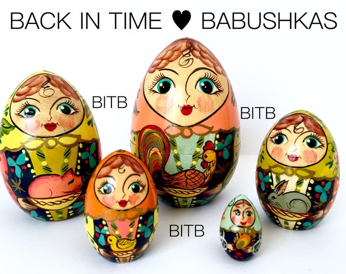 Animalthemed Nesting Dolls Conical Nesting Eggs Wooden Etsy