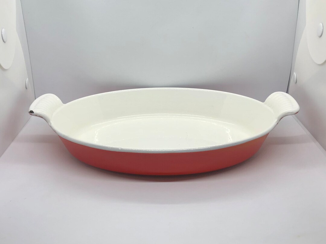 Vntage French Andre Cousances /le Creuset Oval Two Tone Orange Colored
