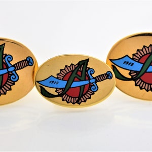 Vintage Large Colorful Shriners Masonic Cufflinks and Tie Pin Set