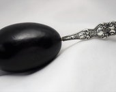 Antique Sock Darner Sterling Silver Handle Black Egg VINTAGE Sewing Notion
