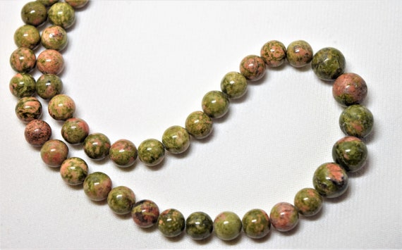 Red-Orange Unakite Jasper Stone 6-10mm Chip Beads 34 Strand Moss Green