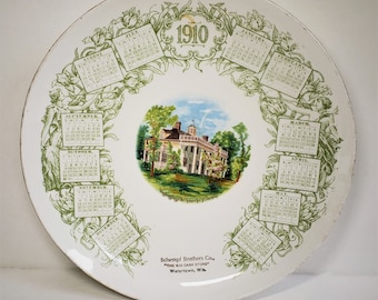1910 Calendar Plate Etsy
