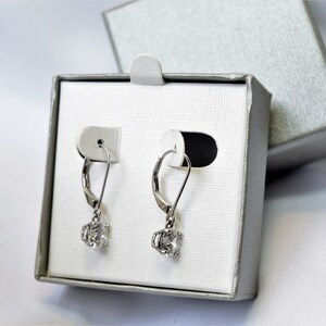 Classic JCM Jacmel Mauritius Sterling Silver Lever Back Pierced CZ Solitaire Drop Earrings MIB