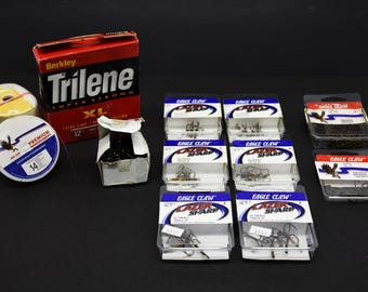 Vintage Fishing Tackle: Berkley Trilene Eagle Claw Treble Hooks #2, 4, 6