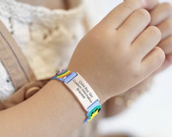 Kids Medical Alert Bracelet | Custom Engraved Cute Medical ID | Adjustable Silicone Emergency Bracelet for Children | Allergy Diabetes Blood