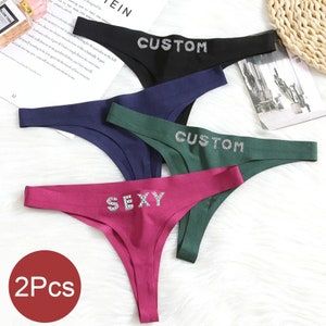 4Pcs Sexy Custom Thong With Rhinestone Letters For Women Bikini Set  Customize Name G-string Underwear Body Jewelry Birthday Gift