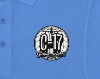 C-17 Globemaster III Polo Shirt - Military Aviation Enthusiast Apparel, vintage vibe, Pilot, Loadmaster, crew chief, Altus afb