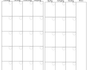 Month on Two Pages Personal Size Planner Printable Insert - Girly Theme