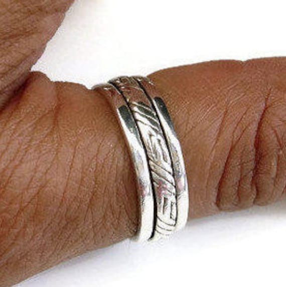 Sterling Silver Multi Pattern Plain Band Spin Ring Sterling Silver Multi Pattern Plain Band Spin Ring