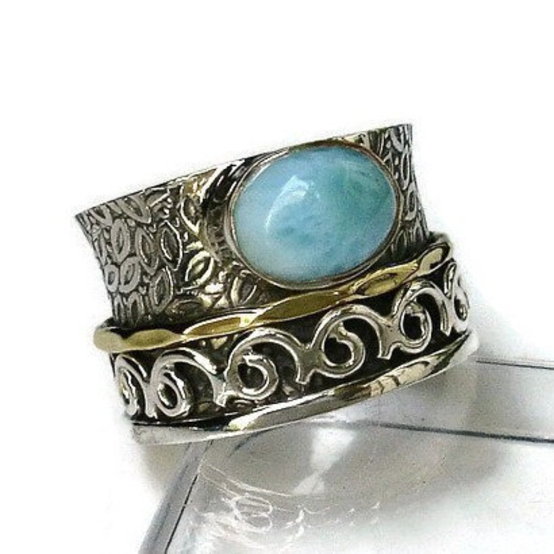 NWOT BBJ 925 Silver Larimar Swirl Ring Size 11