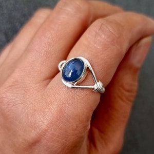 Beautiful Himalayan Blue Kyanite Ring, Small Oval 925 Sterling Silver Ring, Handmade Engagement Ring, Modern Everyday Ring, Mistry Gems,R13K