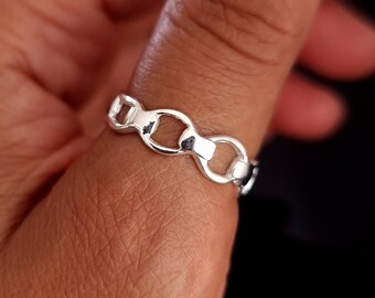 Silver Horse Bit Snaffle Equestrian Ring, 925 Sterling Silver, 25th Anniversary Gift for Her, Unusual Silver Thumb Ring, Mistry Gems, R20A