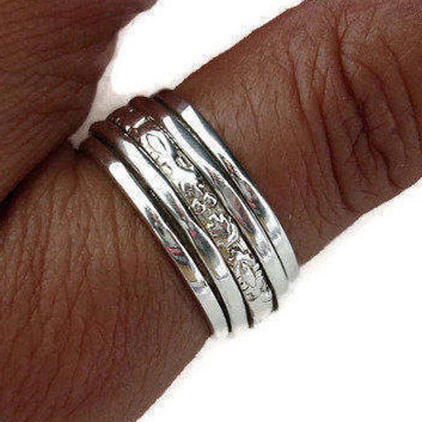 Silver Spinner Ring, Narrow Spinning Ring, Silver Rings for Stress, Meditation Ring, Spin Ring Men, Silver Band, Silver Thumb Ring, SP50S