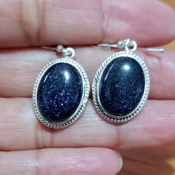 Blue goldstone earrings deals