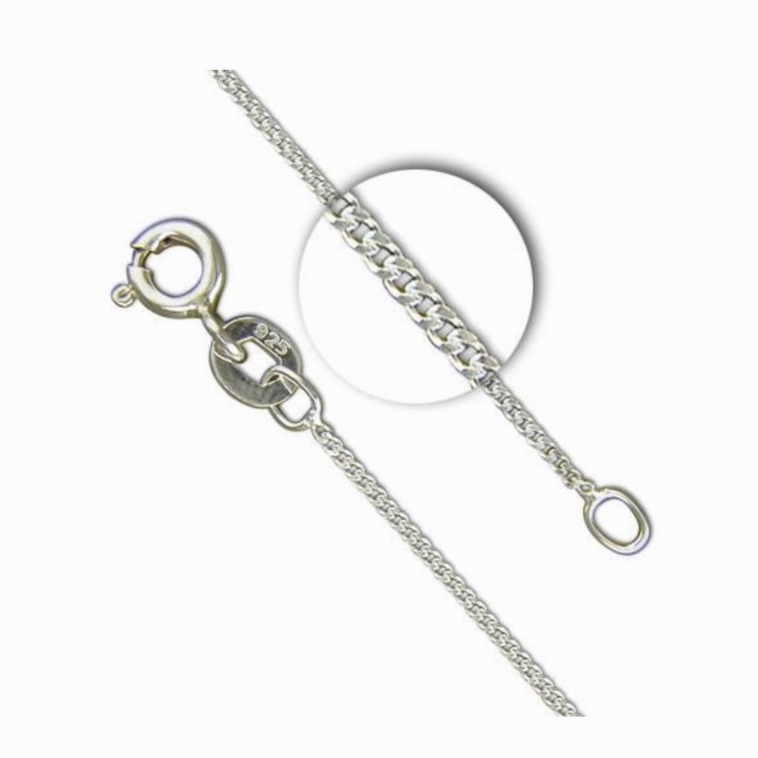Curb Chain 0.9mm, 925 Sterling Silver Chain, 16