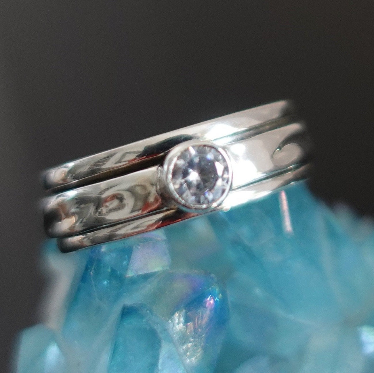 Sterling Silver Cubic Zirconia Round Polished Spinner Band Ring Sterling Silver Cubic Zirconia Round Polished Spinner Band Ring