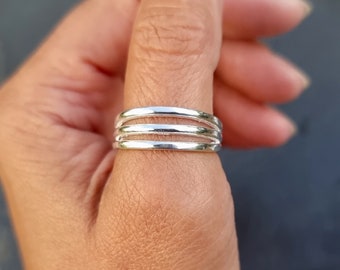 Modern Geometric Sterling Silver Ring, Simple Everyday Jewellery, 925 Silver Stacking Ring, Unusual Thumb Ring, Boho Ring, Mistry Gems, R19N