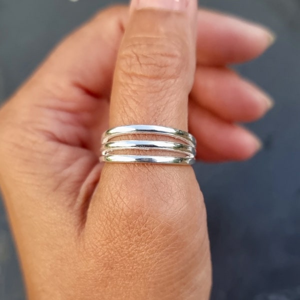 Modern Geometric Sterling Silver Ring, Simple Everyday Jewellery, 925 Silver Stacking Ring, Unusual Thumb Ring, Boho Ring, Mistry Gems, R19N