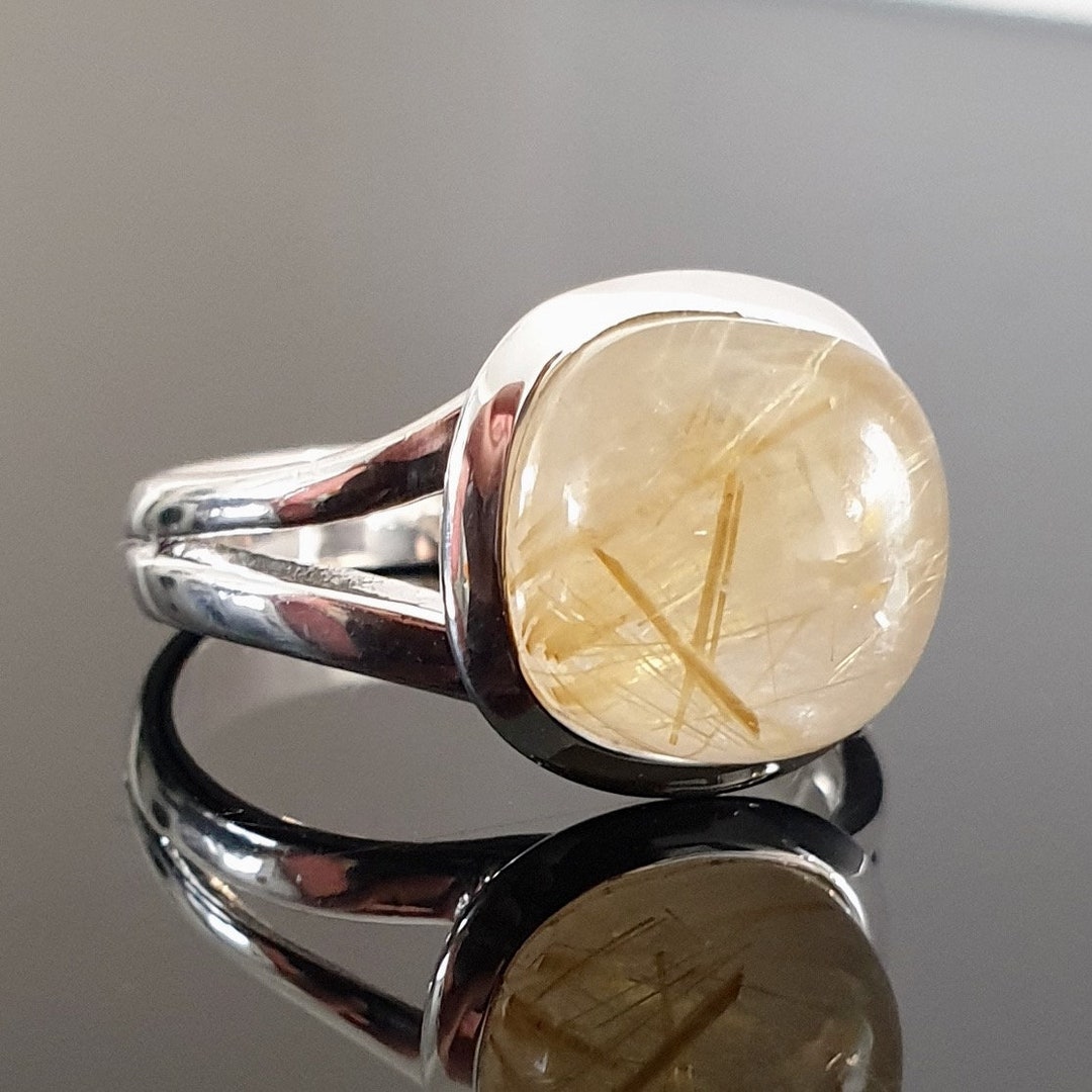 Collier Quartz Rutilé Naturel Et Argent 925 Fait Main - Longueur 18,5 Pouces