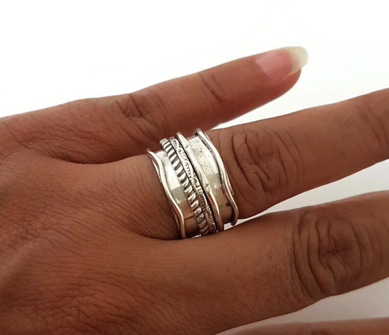 Silver Spinner Ring Spinning Ring Women Chunky Thumb Ring Etsy