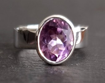 Facetted Amethyst Sterling Silver Ring, February Birthstone, Purple Gemstone, 6th Anniversary Gift, Engagement Ring, Mistry Gems, R112A