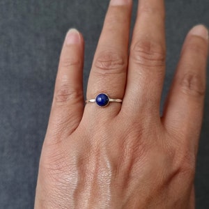 Lapis Lazuli Ring, 6mm Round Stone 925 Silver Stacking Ring, Solitaire Engagement Ring, September Birthday, Blue Gemstone, Mistry Gems,R11LL image 8