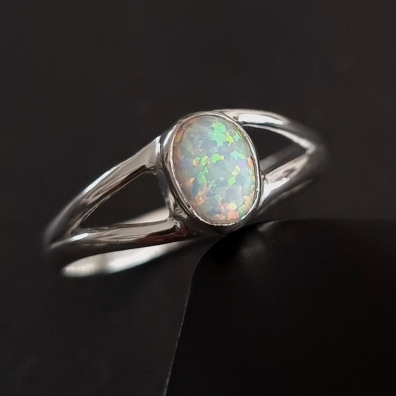 Small White Opal Ring, Oval 925 Silver Sterling Silver, October ...