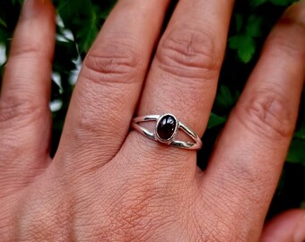 Dainty Oval Garnet Sterling Silver Ring, 2nd Anniversary