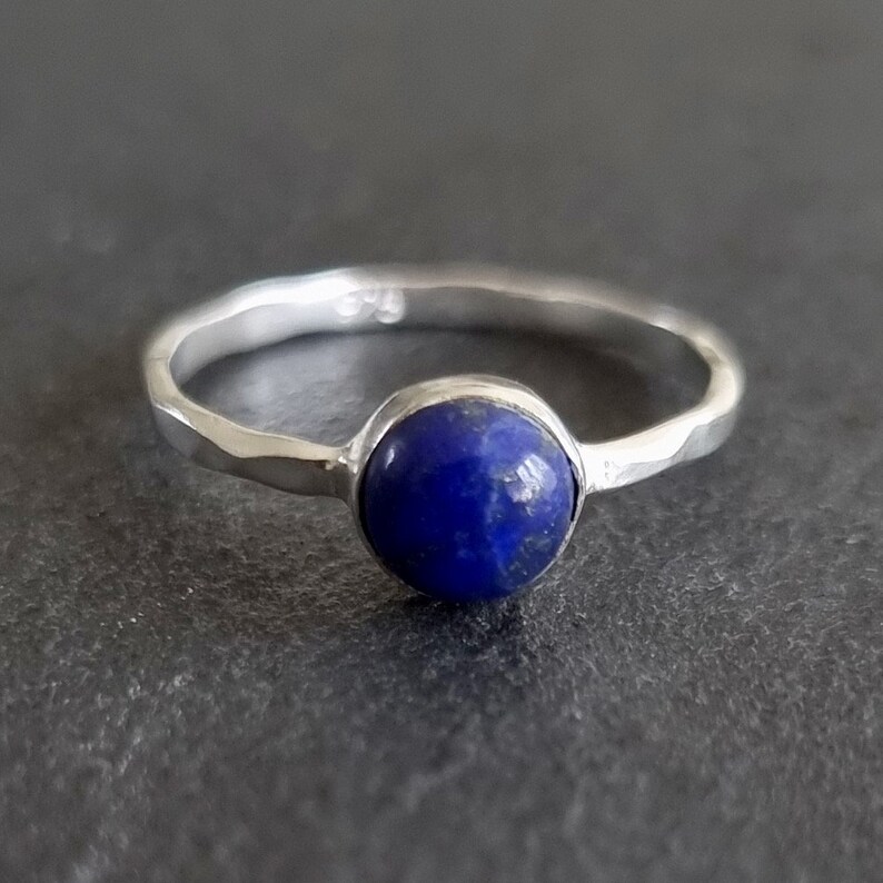 Lapis Lazuli Ring, 6mm Round Stone 925 Silver Stacking Ring, Solitaire Engagement Ring, September Birthday, Blue Gemstone, Mistry Gems,R11LL image 1