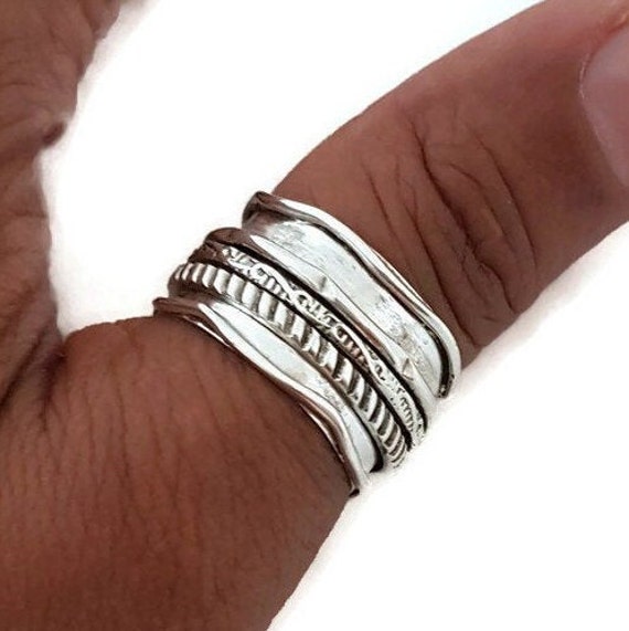 Wide Unisex 925 Silver Spinner Ring, Sterling Silver Spinning Ring