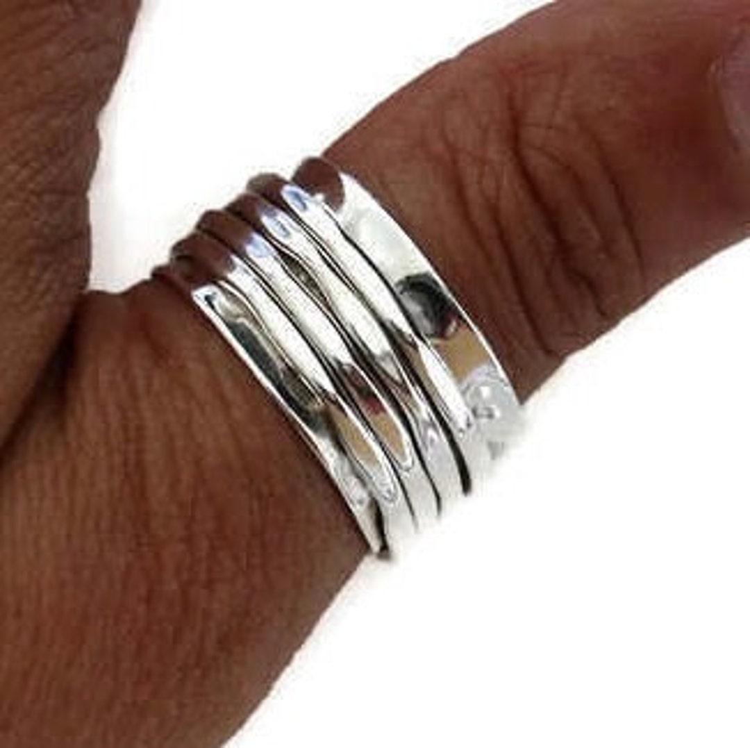 Sterling Silver Wide Spinner Ring, Size US 4 1/2 UK I, Chunky Spinning ...
