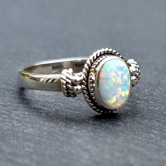 Sterling Silver And Round Opal Ring By Lisa Angel | notonthehighstreet.com