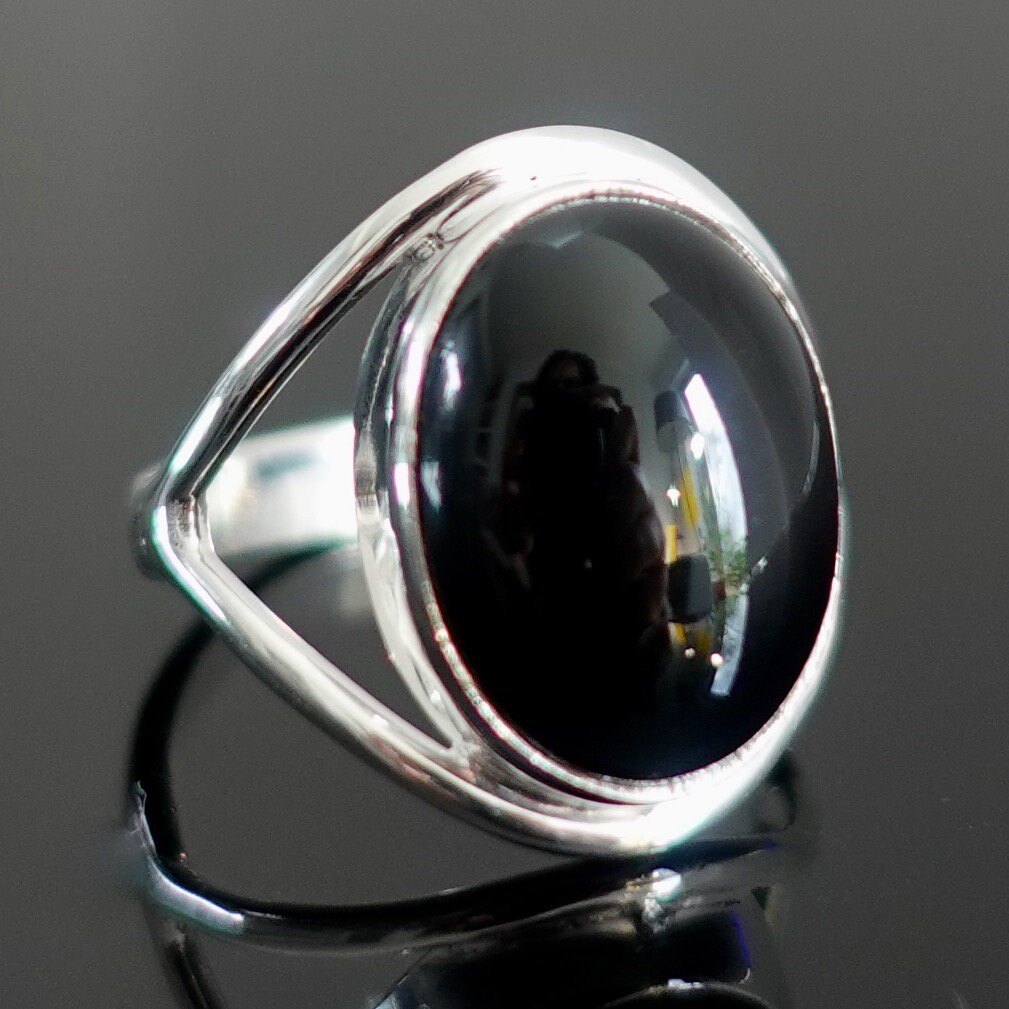 PRECIOUS ROUND CUT 1 CT BLACK STONE 925 STERLING SILVER RING SIZES