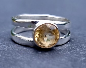 Bague Argent 925 Quartz Rutilé Doré - Taille 57 (US 8), 10.67g, Style Cabochon, Neuve