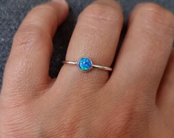 Purmy Silber Ring 925 Blauer Opal Damen Ringe Augenform Blattform