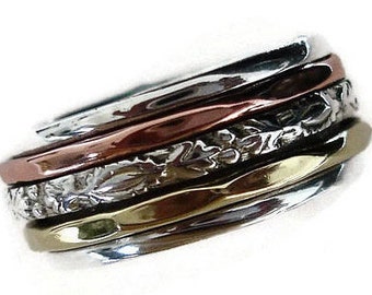 Multi Metal Spinner Ring, Brass Copper Silver Spinning Ring, Meditation Ring, Fidget Ring, Mens Spinner Ring, Thumb Ring, Mistry Gems, SP50