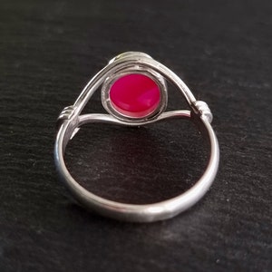 Fiery HOT Pink Agate Sterling Silver Ring, Fuschia Bright Pink Gemstone, Unusual Engagement Ring, Mistry Gems, R13PAG image 8