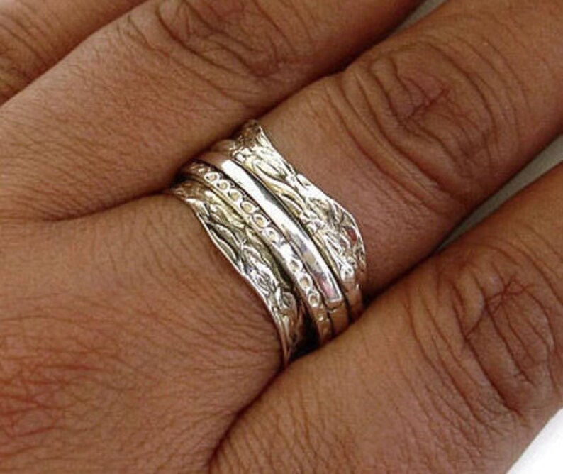anxiété Ring spinner ring SP2-6 méditation Ring 925 Sterling Silver Ring