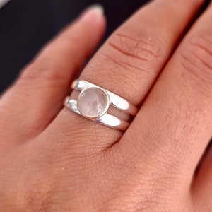 Round Rose Quartz Ring, 925 Sterling Silver Ring, Heart Love Gemstone, Light Pink Gemstone, Solitaire Engagement Ring, Mistry Gems, R22RQ