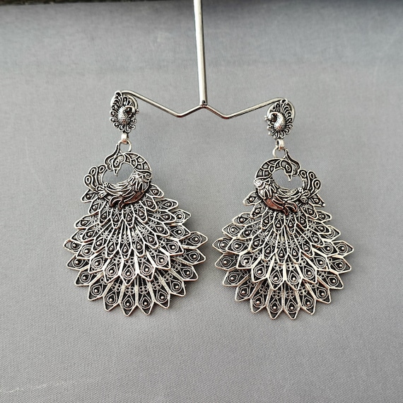 Sterling silver peacock earrings Sterling silver peacock earrings