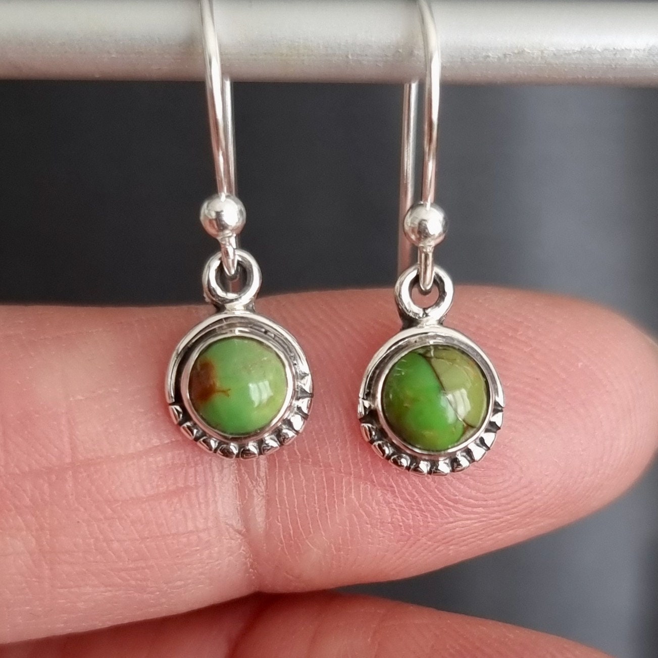 Green turquoise earrings silver cheap