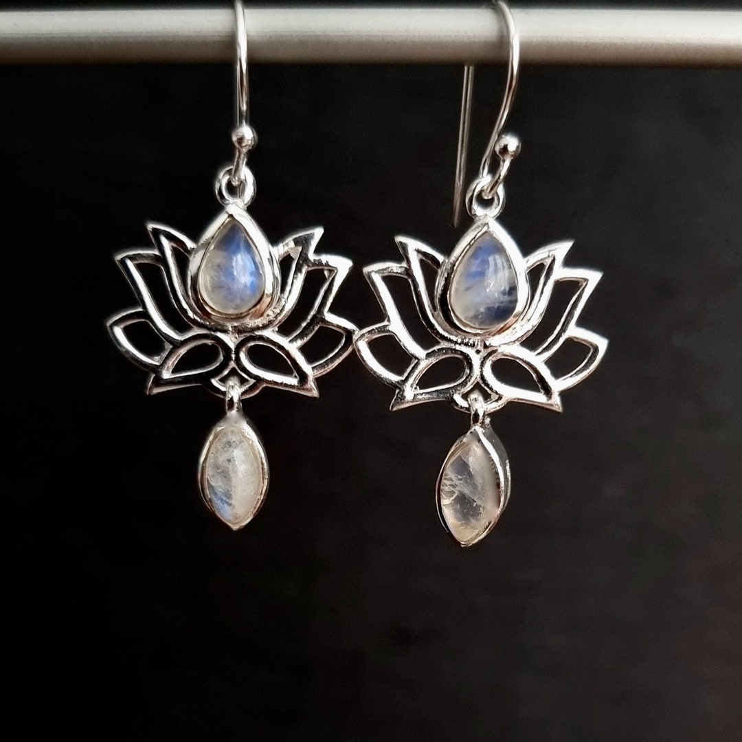 Moonstone lotus danglers